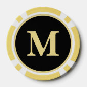 Custom Zwart Goud Monogram 1000 Toernooi Spel Poker Chips (Achterkant)