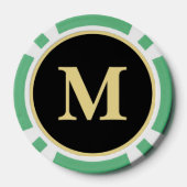Custom Zwart Goud Monogram 100 Toernooi Spel Poker Chips (Achterkant)