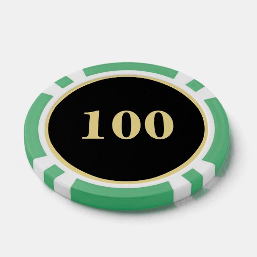 Custom Zwart Goud Monogram 100 Toernooi Spel Poker Chips (Enkel)