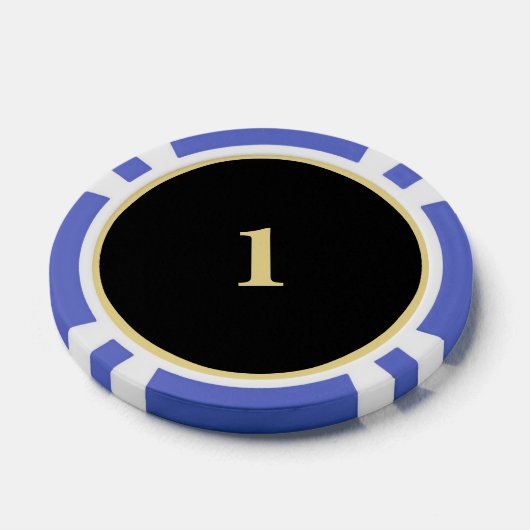 Custom Zwart Goud Monogram 1 Home Toernooi Game Poker Chips (Enkel)