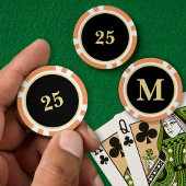 Custom Zwart Goud Monogram 25 Home Toernooi Game Poker Chips