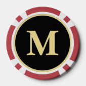 Custom Zwart Goud Monogram 500 Toernooi Game Rood Poker Chips (Achterkant)
