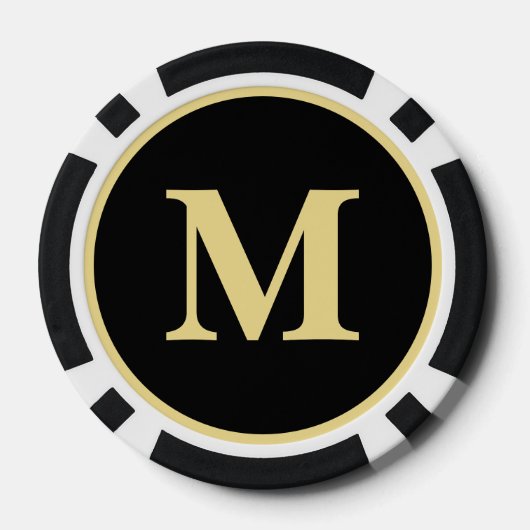 Custom Zwart Goud Monogram 50 Home Toernooi Game Poker Chips (Achterkant)