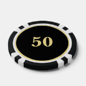 Custom Zwart Goud Monogram 50 Home Toernooi Game Poker Chips (Enkel)