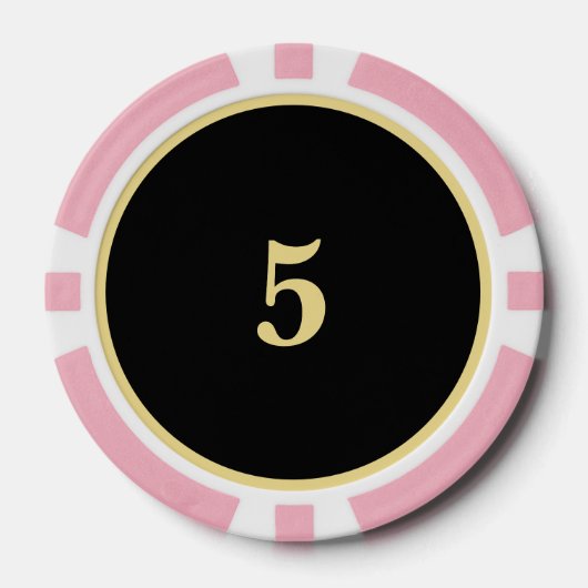 Custom Zwart Goud Monogram 5 Home Toernooi Game Poker Chips (Voorkant)