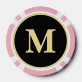 Custom Zwart Goud Monogram 5 Home Toernooi Game Poker Chips (Achterkant)