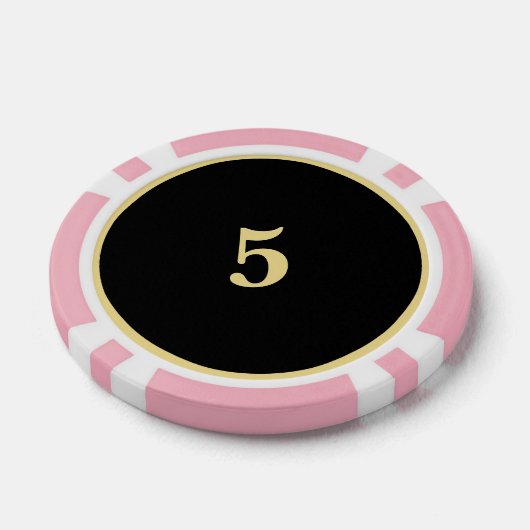 Custom Zwart Goud Monogram 5 Home Toernooi Game Poker Chips (Enkel)