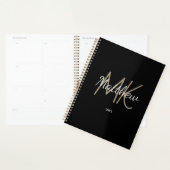 Custom Zwart Goud Monogram Initiaal Naam Minimalis Planner (Display)