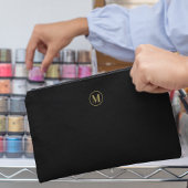 Custom Zwart Goud Monogram Minimalistische Make-up Etui