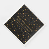 Custom Zwart/Goud Sterren Bruiloft Jubileum Servet (Hoek)