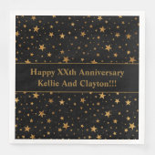 Custom Zwart/Goud Sterren Bruiloft Jubileum Servet (Voorkant)