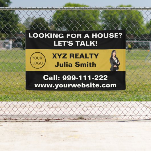 Custom Zwart Goud Vastgoed Logo Promotioneel Spandoek (Insitu)