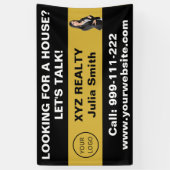 Custom Zwart Goud Vastgoed Logo Promotioneel Spandoek (Verticaal)