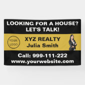 Custom Zwart Goud Vastgoed Logo Promotioneel Spandoek (Horizontaal)