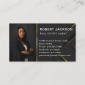 Custom Zwart + Gouden sleutel Realtors Luxe Modern Visitekaartje (Achterkant)