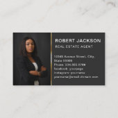 Custom Zwart + Gouden sleutel Realtors Luxe Modern Visitekaartje (Achterkant)