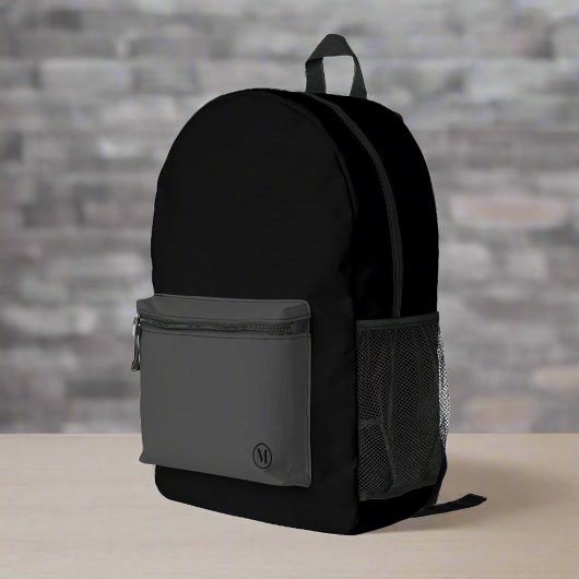 Custom Zwart Grijs Initiaal Monogram Jongen Fitnes Bedrukte Rugzak