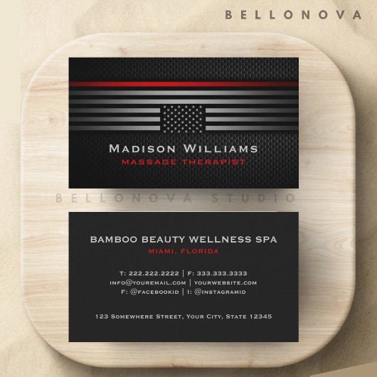 Custom Zwart Grijs Rood De Amerikaanse Vlag Premiu Visitekaartje