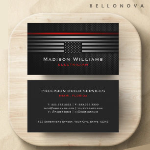 Custom Zwart Grijs Rood De Amerikaanse Vlag Premiu Visitekaartje