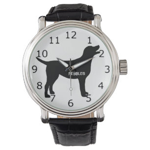 CUSTOM Zwart Lab Hond Silhouet Horloge