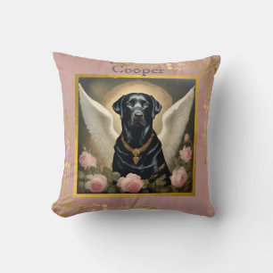 Custom Zwart Labrador Angel Sierkussen