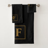 Custom zwart met gouden Initialen Bad Handdoek (Insitu)