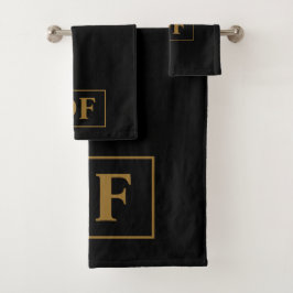 Custom zwart met gouden Initialen Bad Handdoek