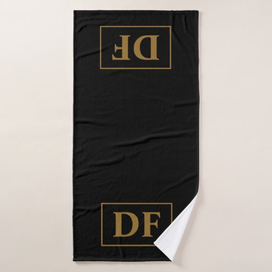 Custom zwart met gouden Initialen Badhanddoek (Badhanddoek)
