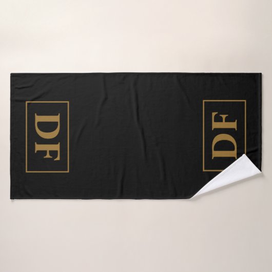 Custom zwart met gouden Initialen Badhanddoek (Badhanddoek)