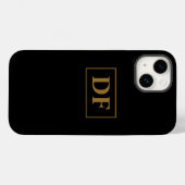 Custom zwart met gouden Initialen Case-Mate iPhone Case (Achterkant (horizontaal))