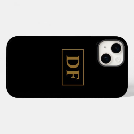 Custom zwart met gouden Initialen Case-Mate iPhone Case (Achterkant (horizontaal))