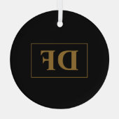 Custom zwart met gouden Initialen Glas Ornament (Achterkant)