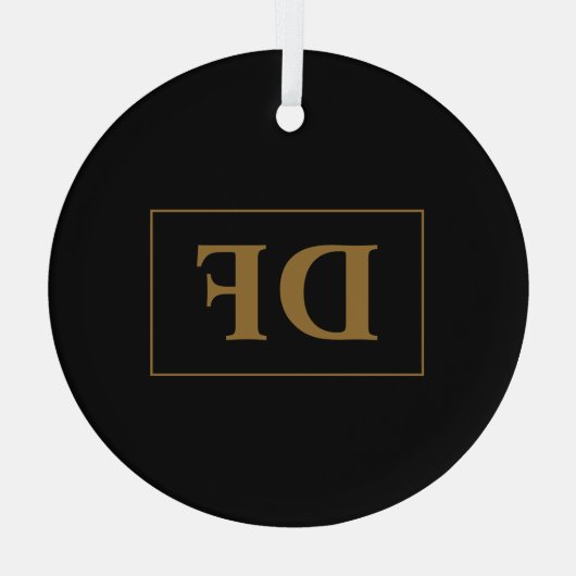 Custom zwart met gouden Initialen Glas Ornament (Achterkant)