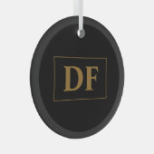Custom zwart met gouden Initialen Glas Ornament (Voorkant Rechts)
