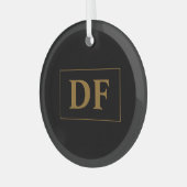 Custom zwart met gouden Initialen Glas Ornament (Voorkant links)