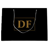 Custom zwart met gouden Initialen grote geschenkza Groot Cadeauzakje (Voorkant)