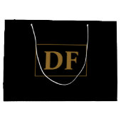 Custom zwart met gouden Initialen grote geschenkza Groot Cadeauzakje (Achterkant)