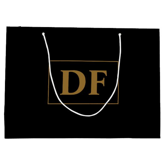 Custom zwart met gouden Initialen grote geschenkza Groot Cadeauzakje (Achterkant)