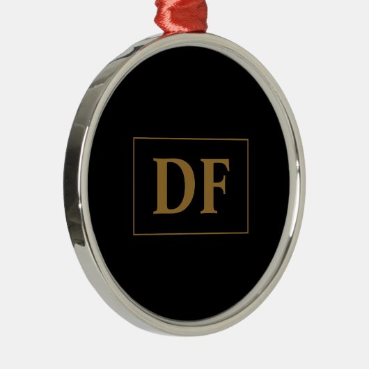 Custom zwart met gouden Initialen Metalen Ornament (Rechts)