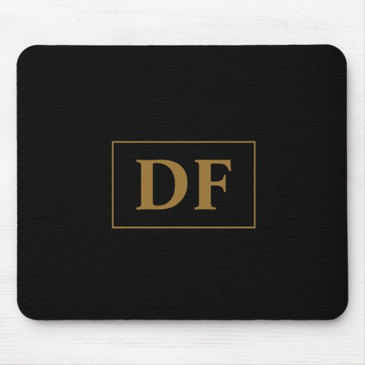 Custom zwart met gouden Initialen Muismat (Voorkant)