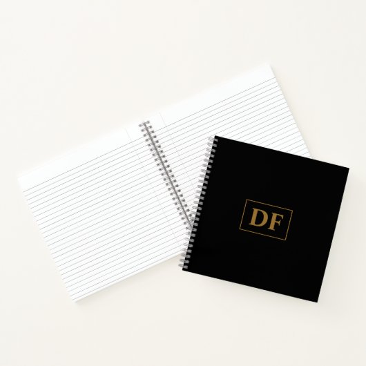 Custom zwart met gouden Initialen Notitieboek (Binnen)