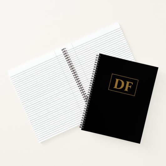 Custom zwart met gouden Initialen Notitieboek (Binnen)