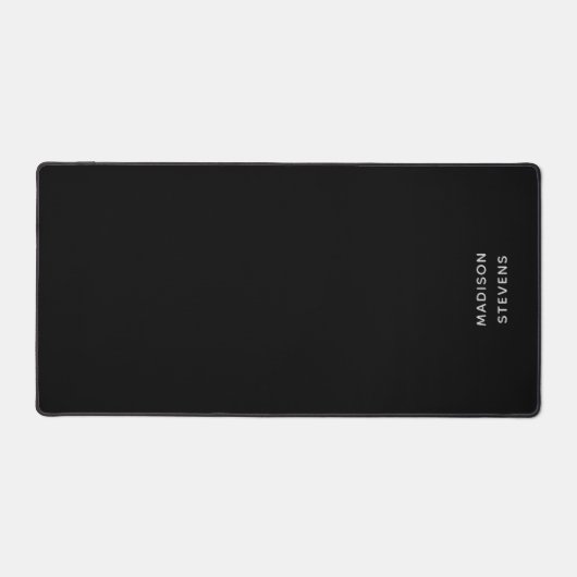 Custom Zwart Minimalistische naam Modern Bureaumat (Voorkant)