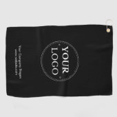 Custom Zwart Modern Business Branded Logo Golfhanddoek (Horizontaal)