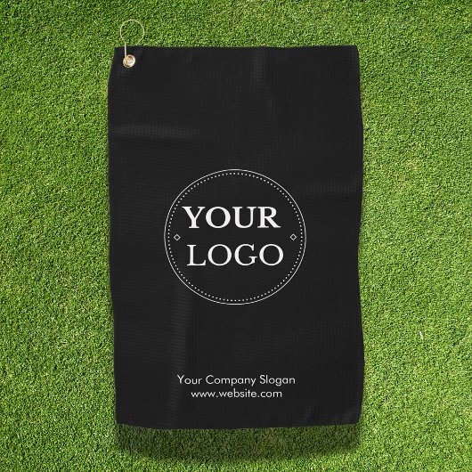 Custom Zwart Modern Business Branded Logo Golfhanddoek