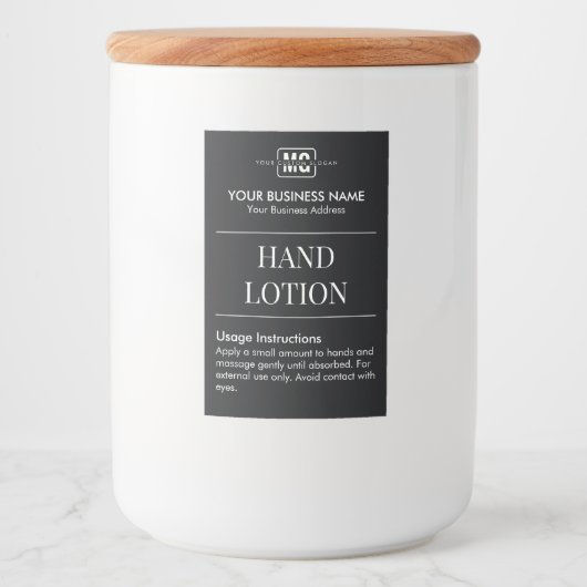 Custom Zwart Monogram Gastenkamer Hand Lotion Labe Voedselcontainer Etiket (Voorkant)