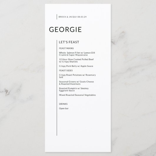 Custom Zwart op Wit Geïsoleerde Namen Bruiloft Opt Menu (Voorkant)