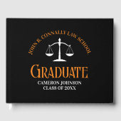 Custom Zwart Oranje Recht School Afstudeerfeest Gastenboek (Voorkant)