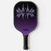 Custom Zwart & Paarse met Tribal Design & Naam Pickleball Paddle (Voorkant)