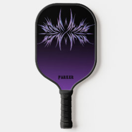Custom Zwart & Paarse met Tribal Design & Naam Pickleball Paddle